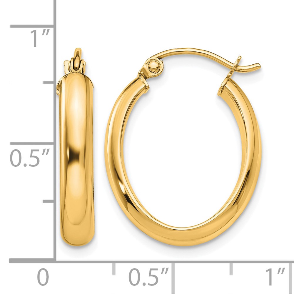 10k Polished 3.75mm Oval Tube Hoop Earrings (10TF116Y)