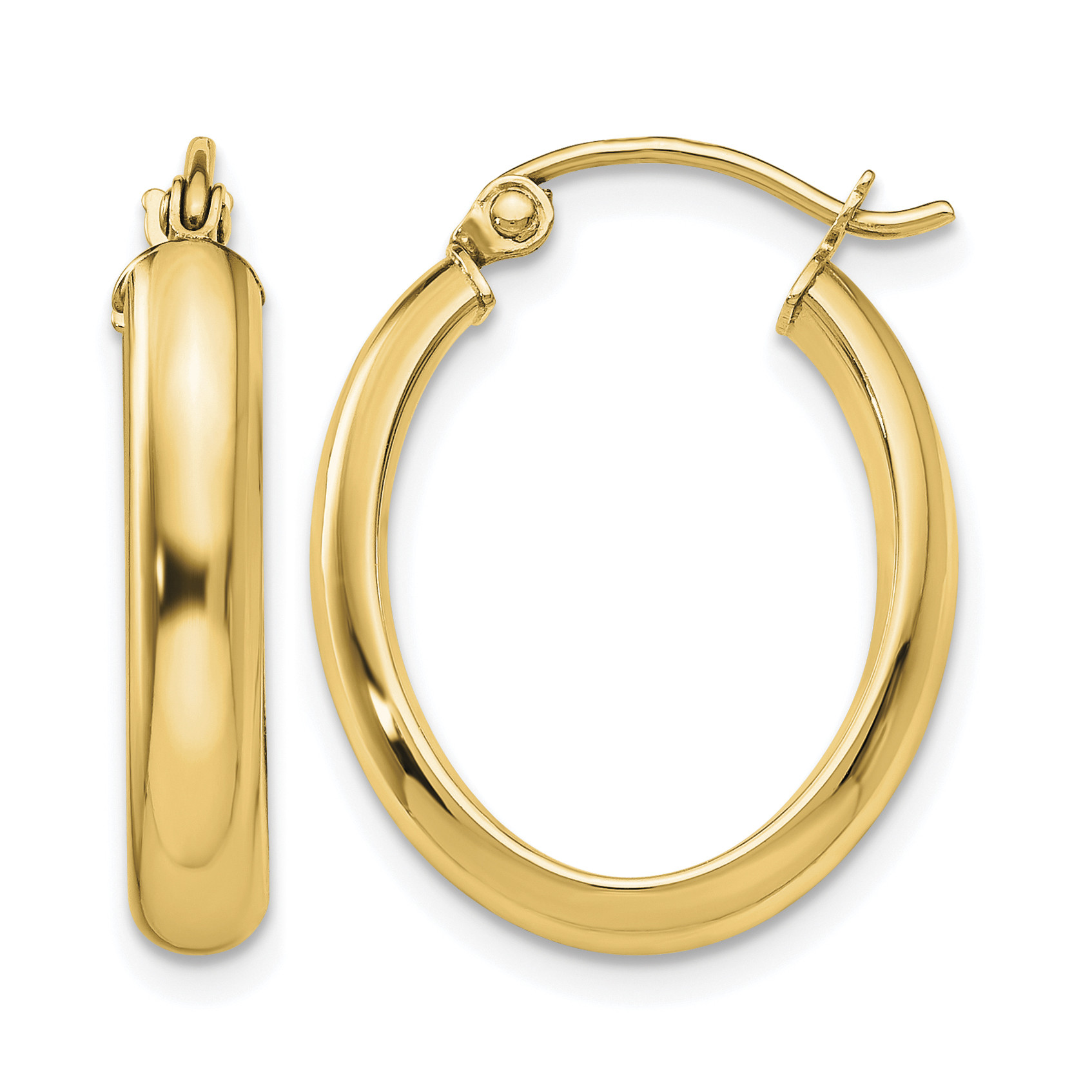 10k Polished 3.75mm Oval Tube Hoop Earrings (10TF116Y)