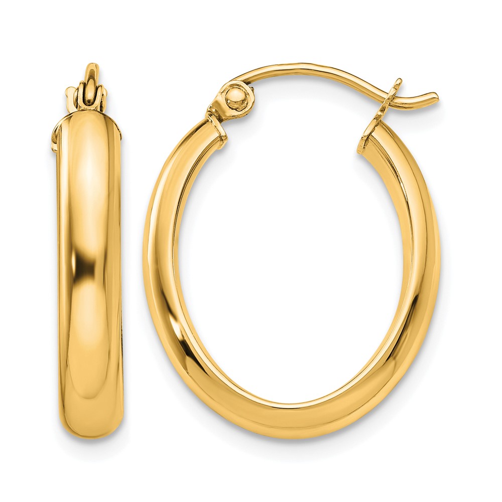 10k Polished 3.75mm Oval Tube Hoop Earrings (10TF116Y)