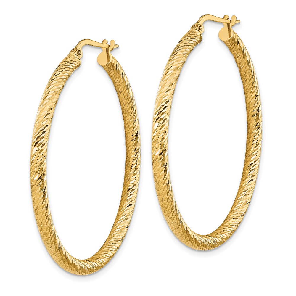 10k 3x35 Diamond-cut Round Hoop Earrings (10TF1344)