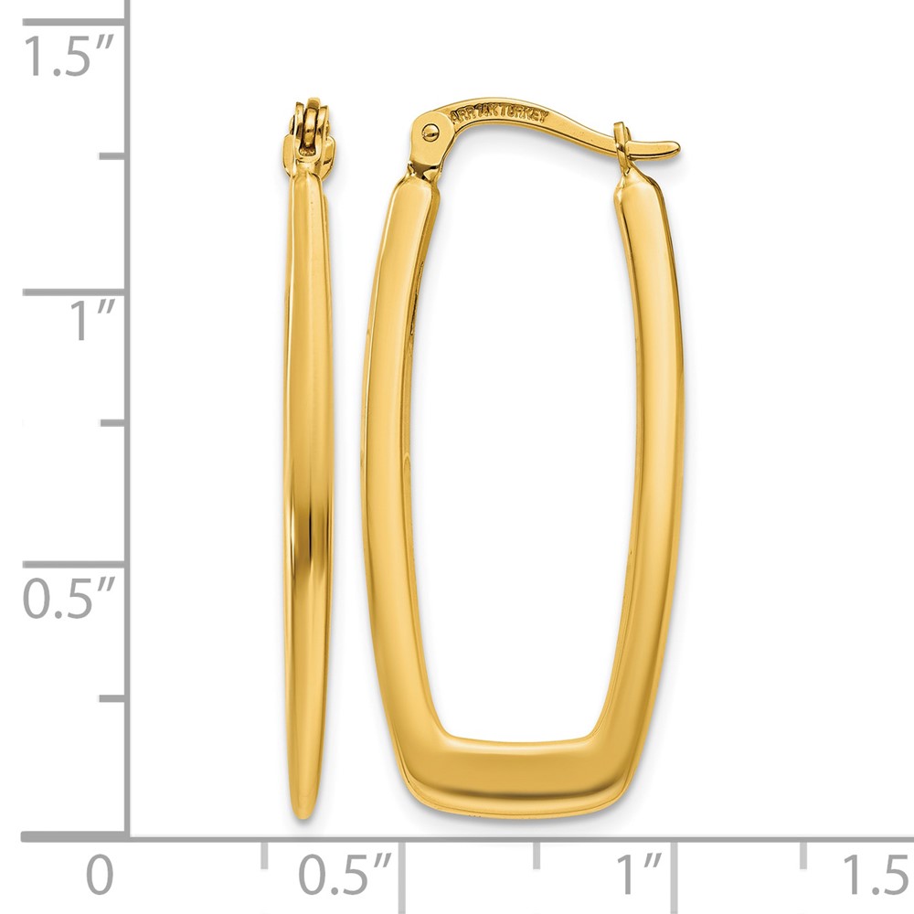 10k Polished 2.25mm Rectangle Hoop Earrings (10TF148)