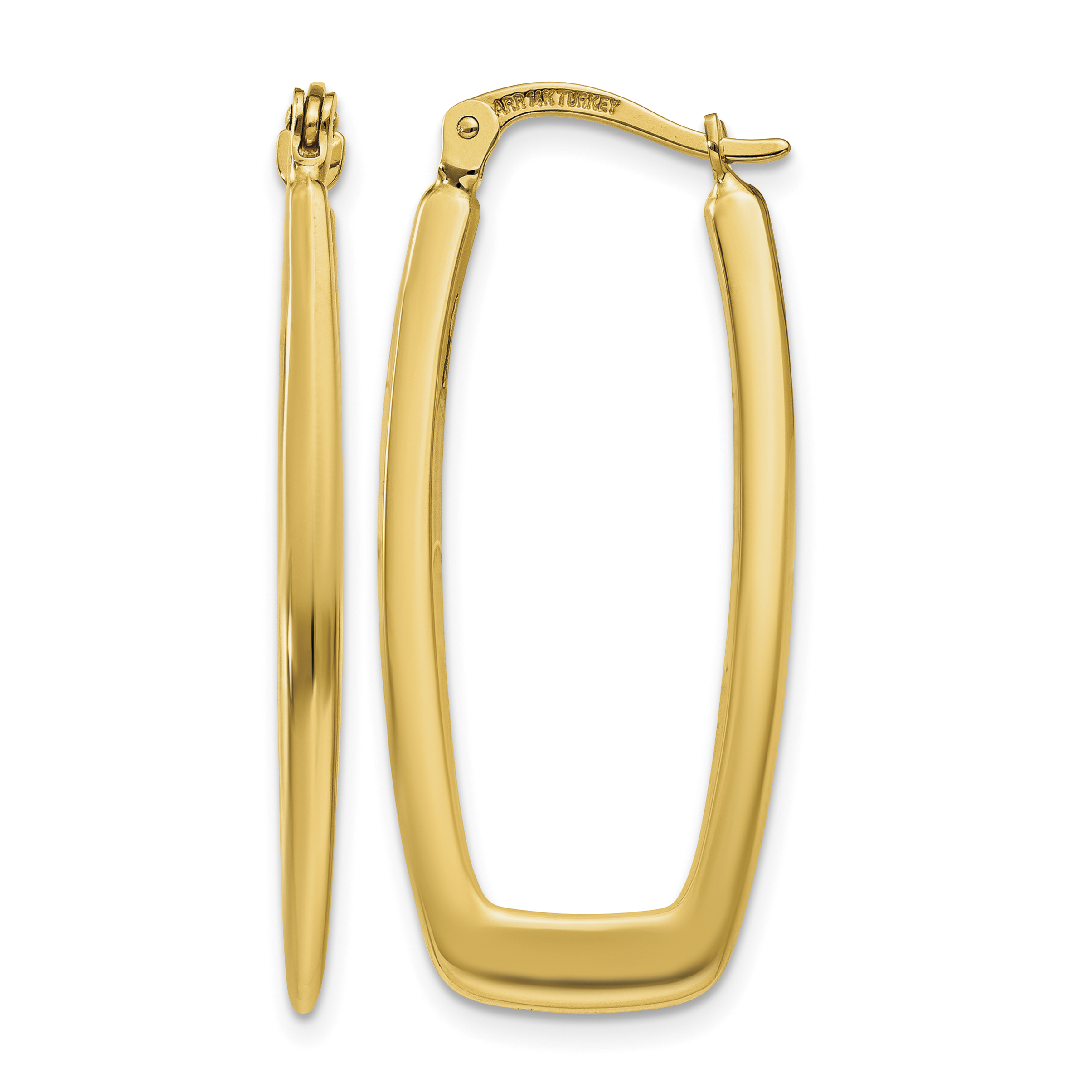 10k Polished 2.25mm Rectangle Hoop Earrings (10TF148)