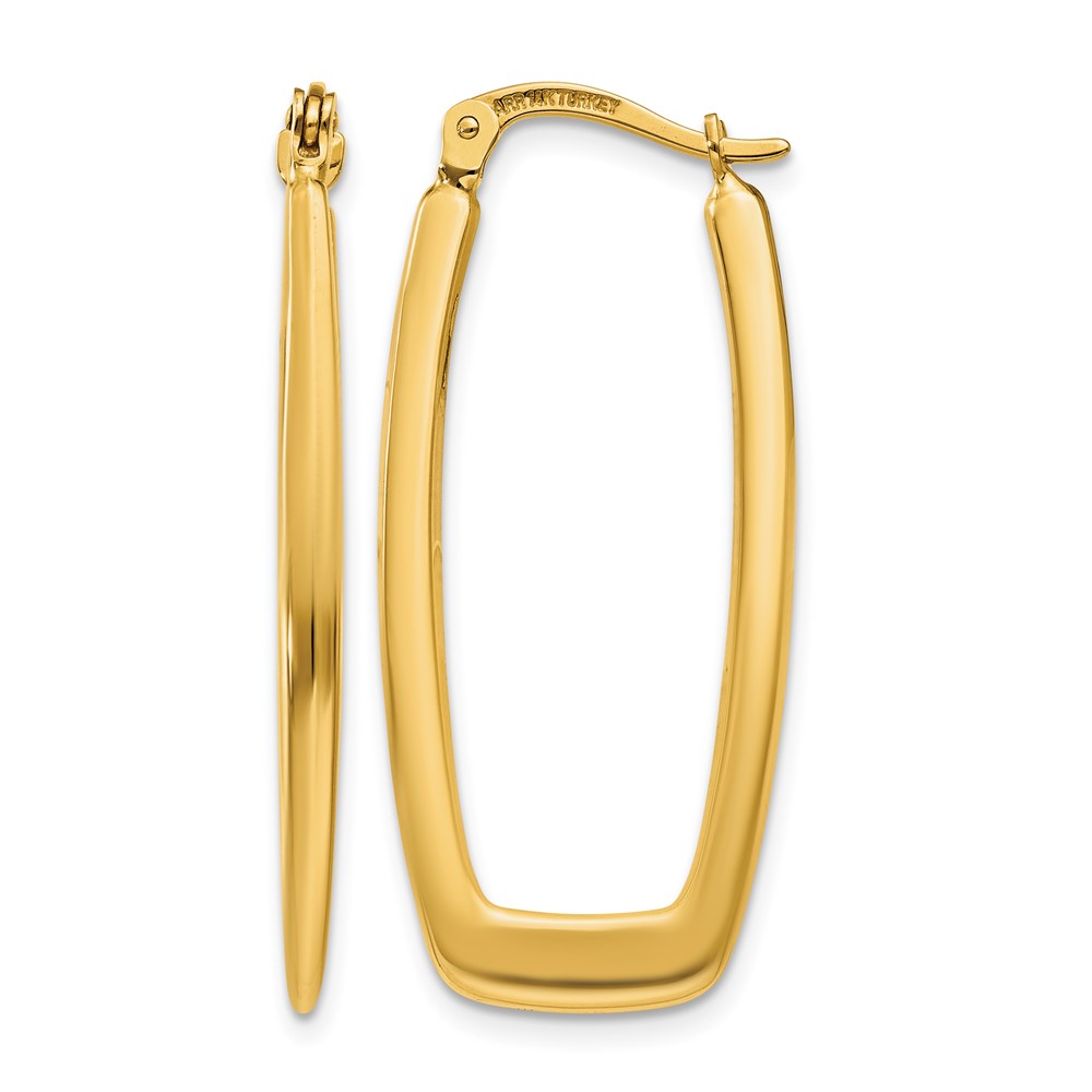 10k Polished 2.25mm Rectangle Hoop Earrings (10TF148)