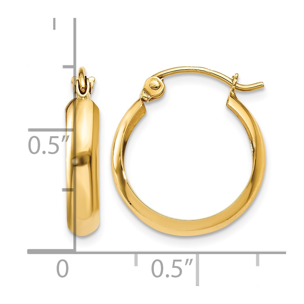 10k Polished 3.5mm Hoop Earrings (10TF150)