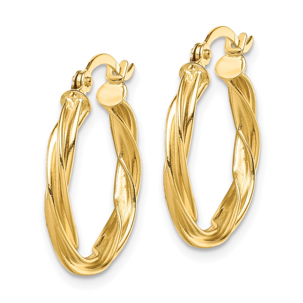 10k Polished Twisted 2.5mm Hoop Earrings (10TF1606)