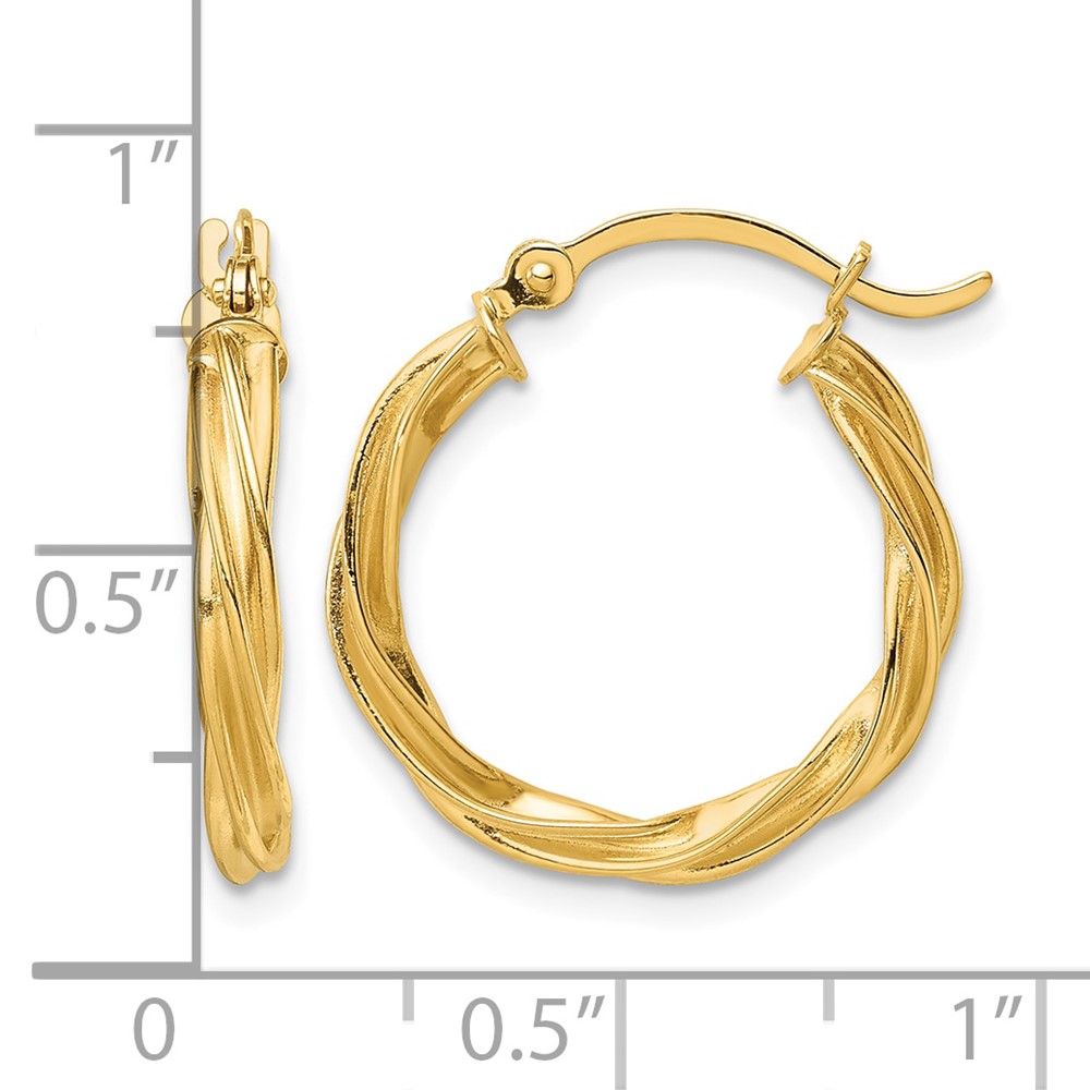 10k Polished Twisted 2.5mm Hoop Earrings (10TF1606)