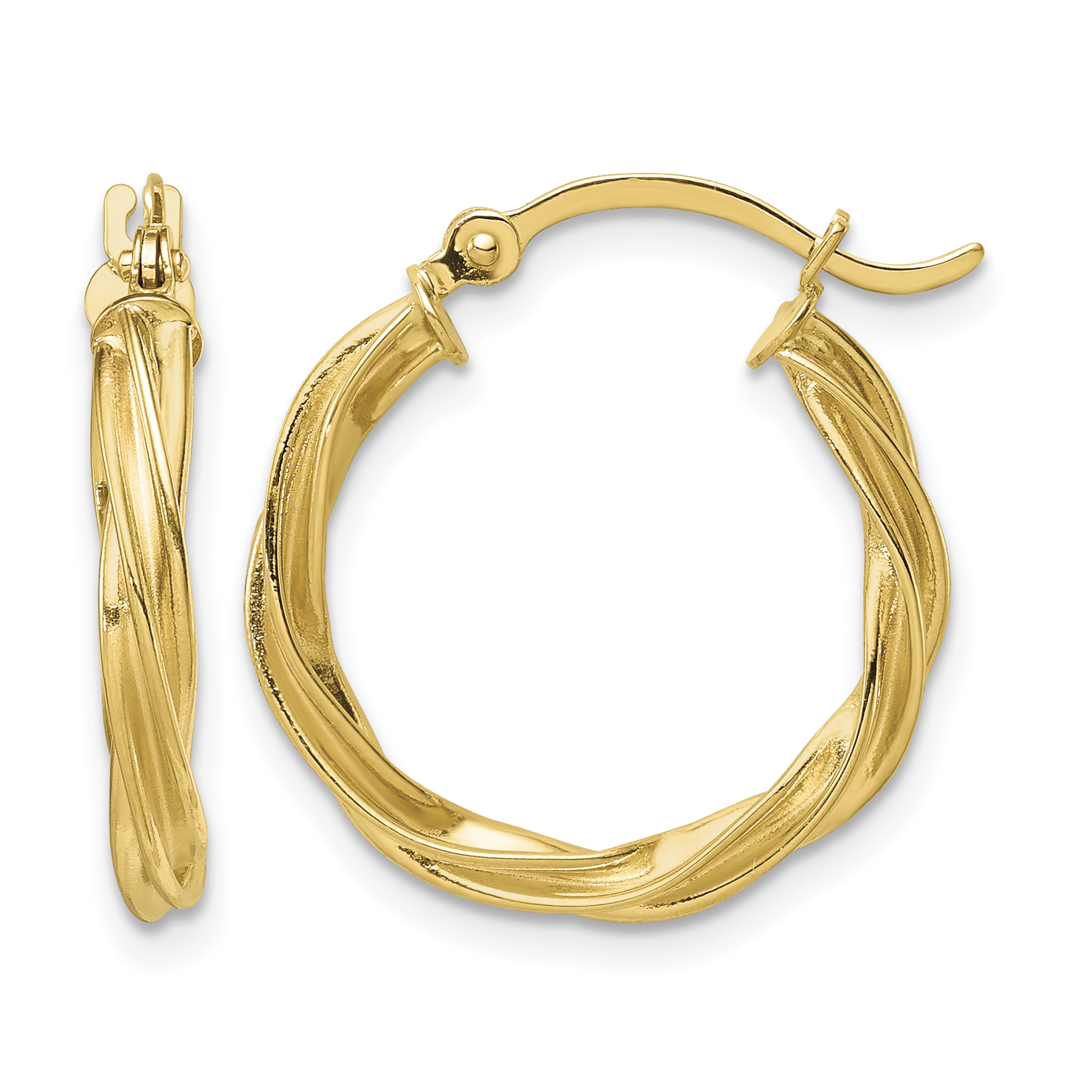 10k Polished Twisted 2.5mm Hoop Earrings (10TF1606)