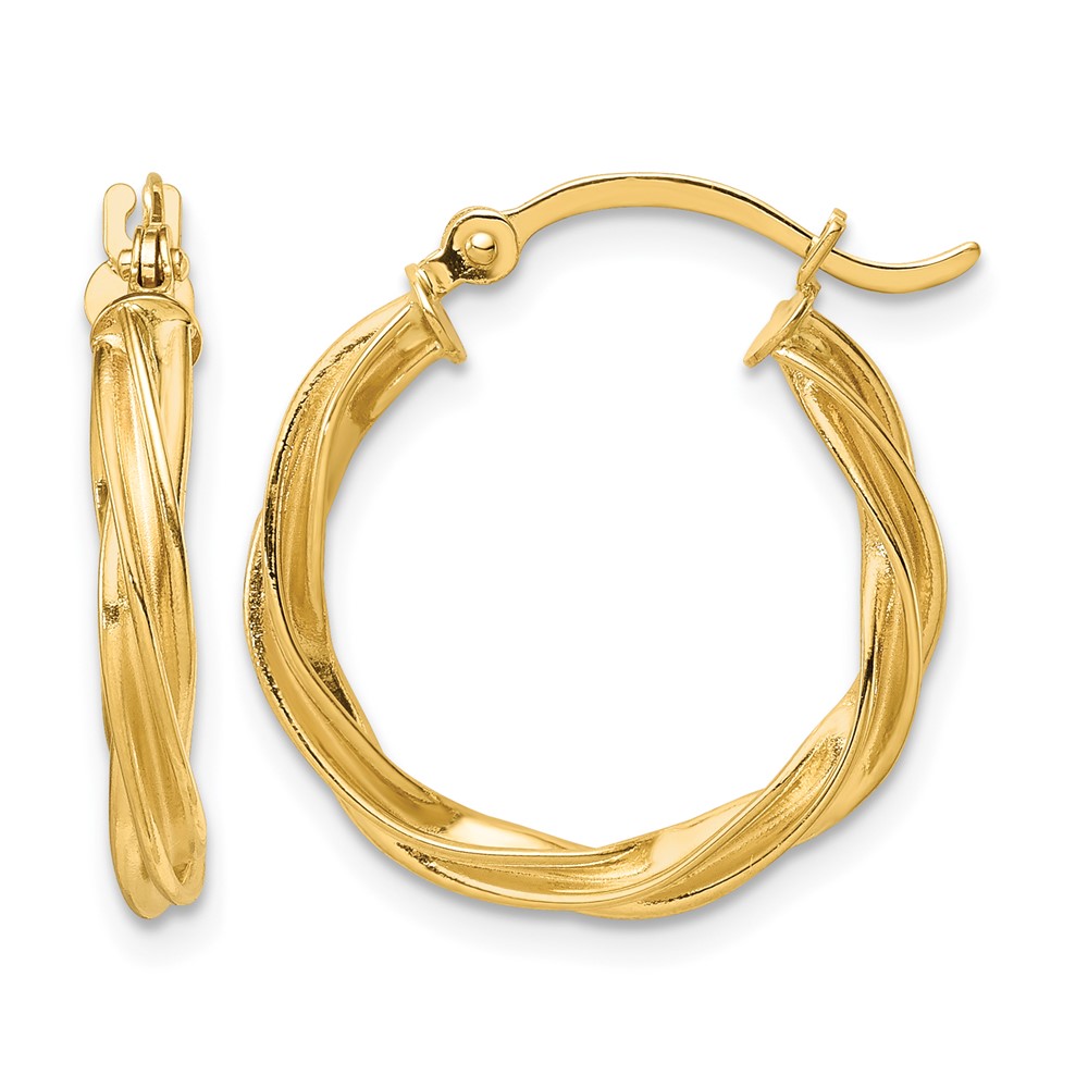 10k Polished Twisted 2.5mm Hoop Earrings (10TF1606)