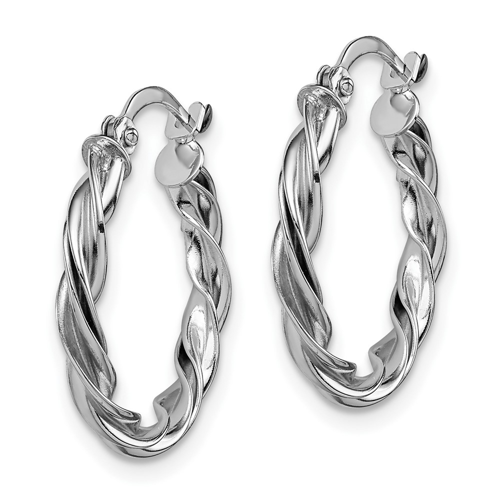 10k White Gold Polished Twisted Hoop Earrings (10TF1606W)