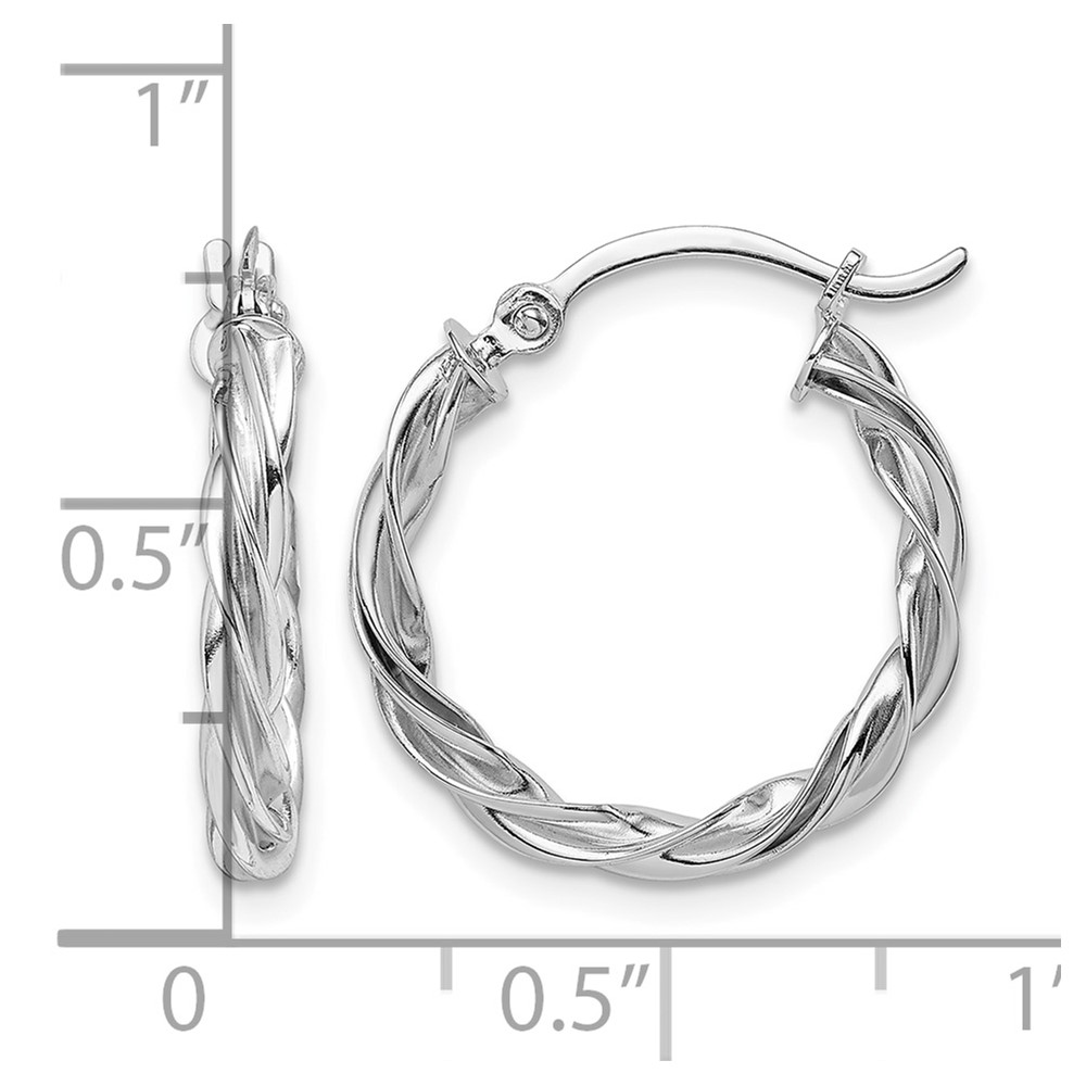 10k White Gold Polished Twisted Hoop Earrings (10TF1606W)