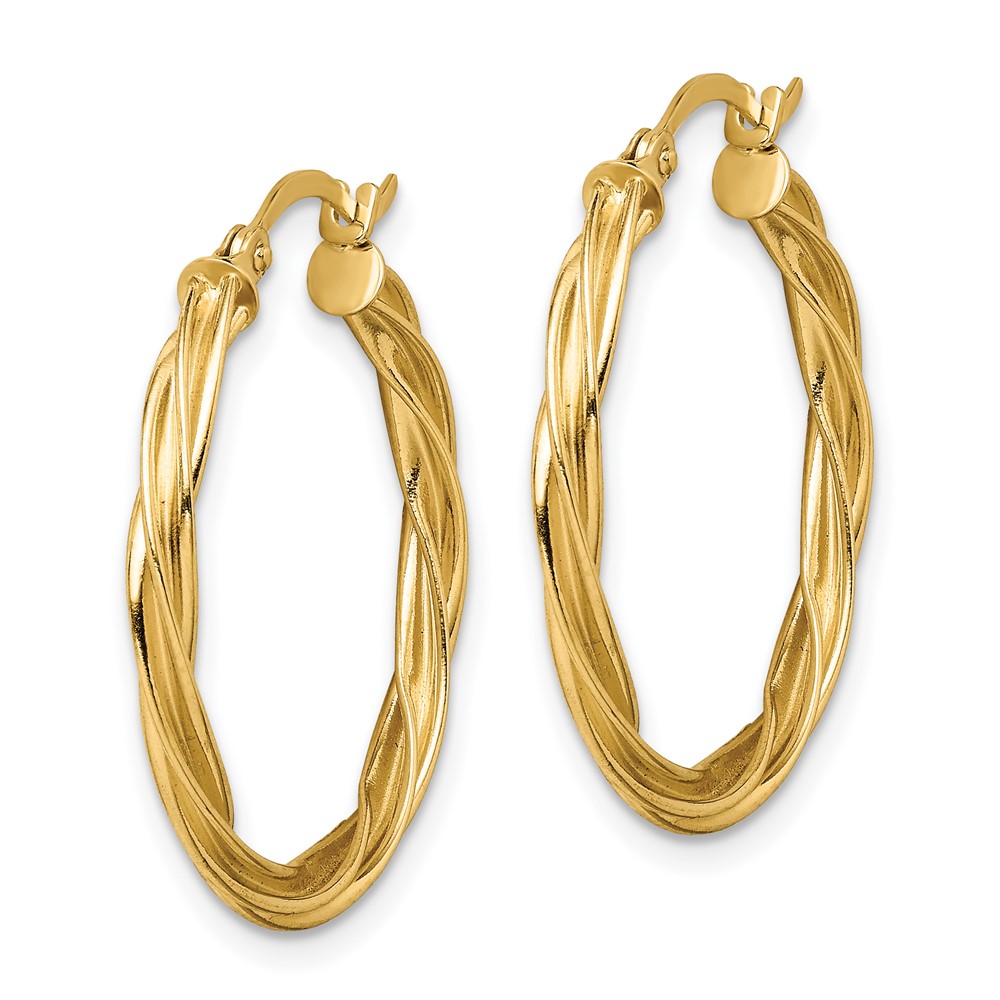 10k Polished Twisted 2.5mm Hoop Earrings (10TF1607)
