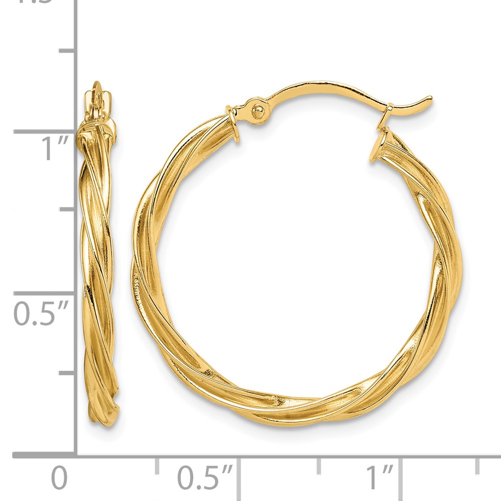 10k Polished Twisted 2.5mm Hoop Earrings (10TF1607)
