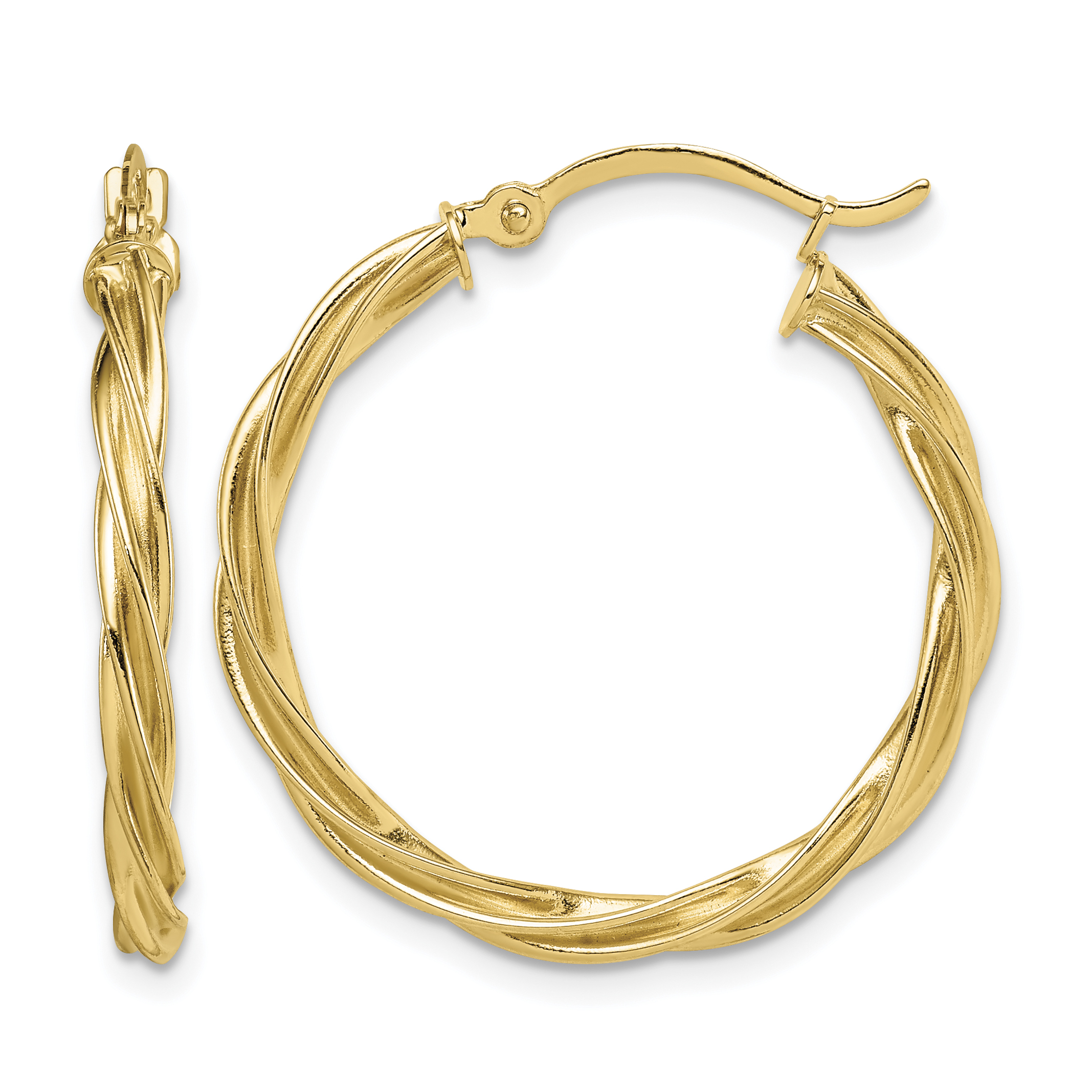 10k Polished Twisted 2.5mm Hoop Earrings (10TF1607)