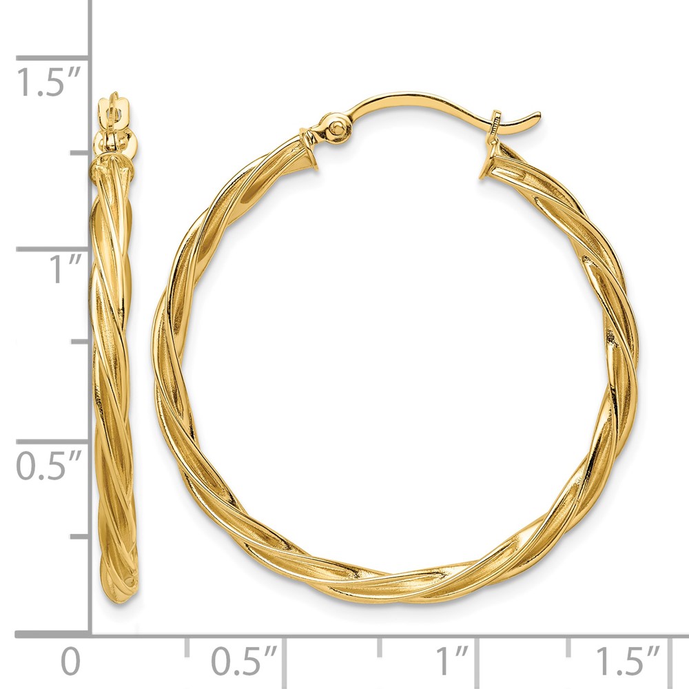 10k Polished 2.5mm Twisted Hoop Earrings (10TF1608)