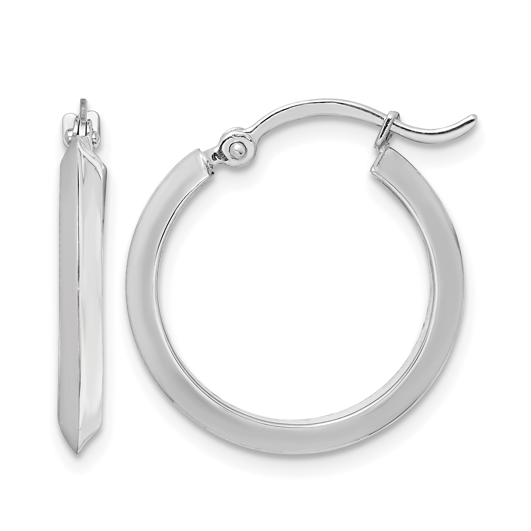 10k White Gold Polished Hoop Earrings (10TF1629W)