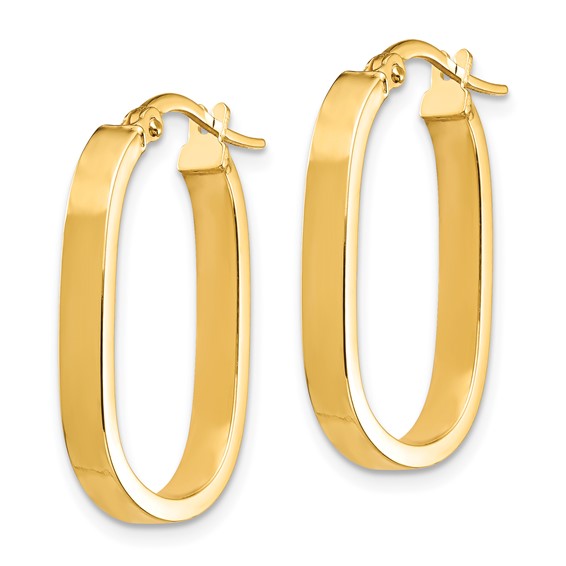 10K 3x2mm Oval Hoop Earrings