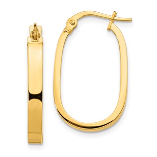 10K 3x2mm Oval Hoop Earrings