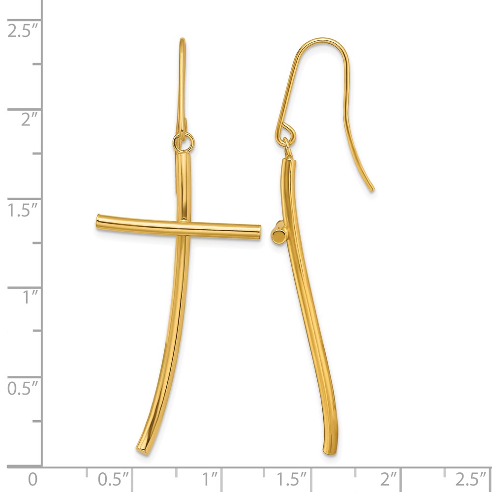 10k Polished Cross Dangle Earrings (10TF1743)