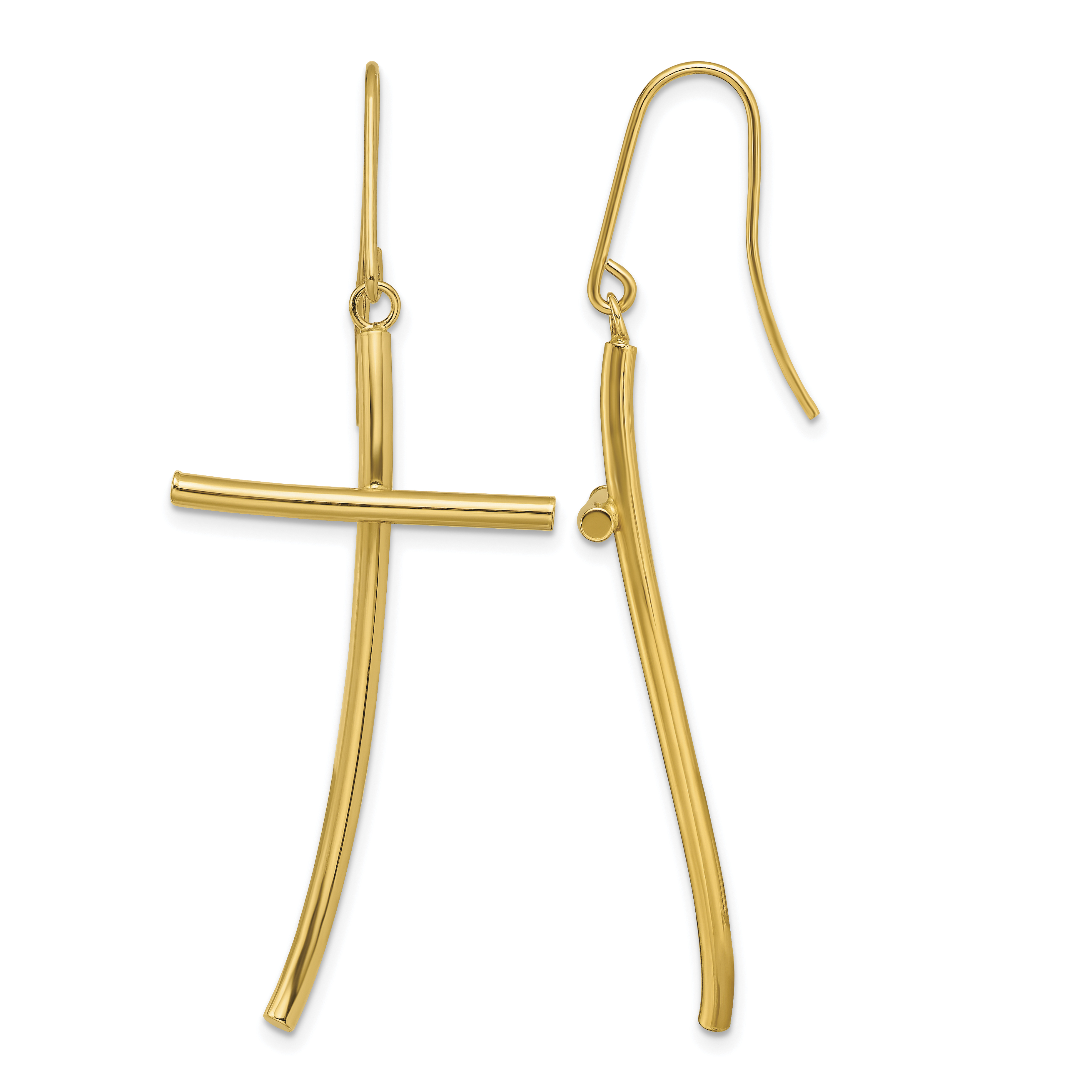 10k Polished Cross Dangle Earrings (10TF1743)