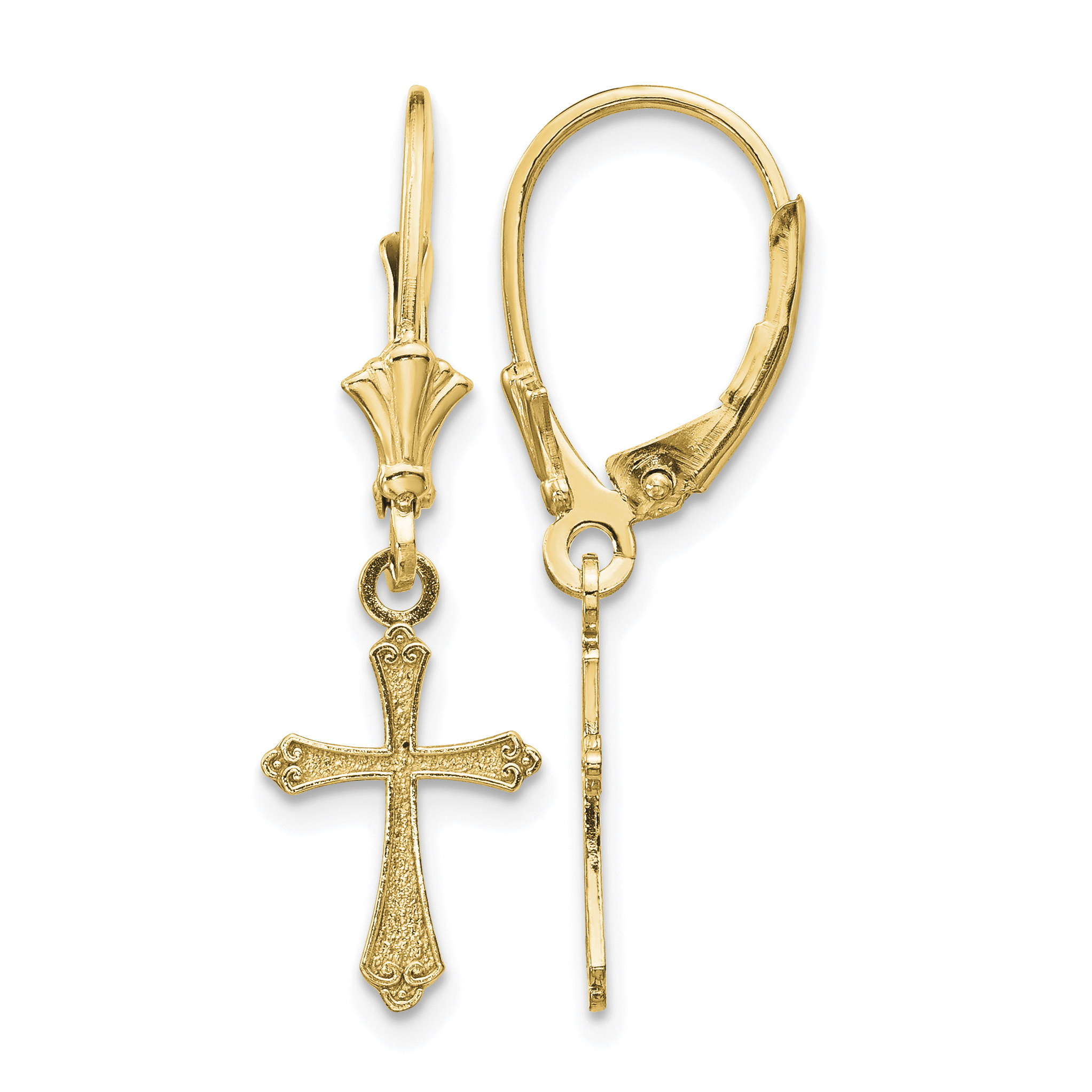 10k Cross Leverback Earrings (10TF1775)