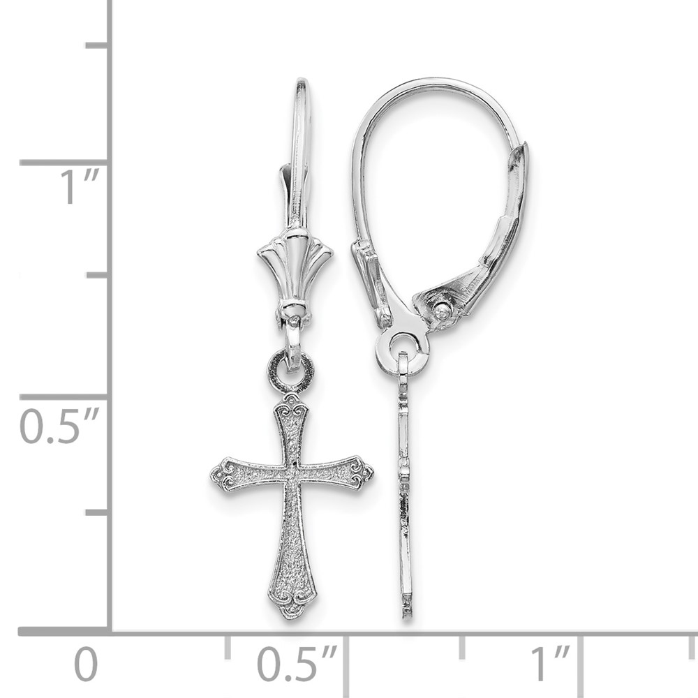 10k White Gold Cross Leverback Earrings (10TF1775W)