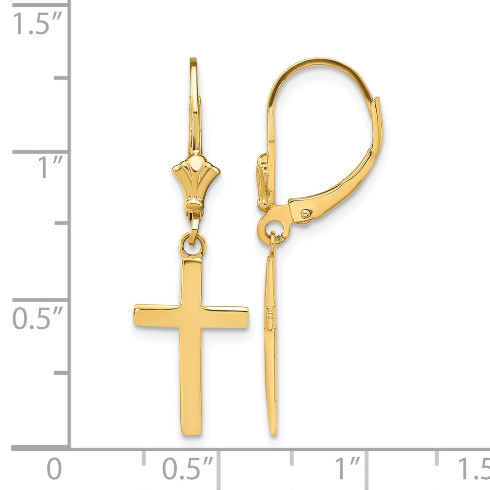 10k Polished Cross Leverback Earrings (10TF1776)