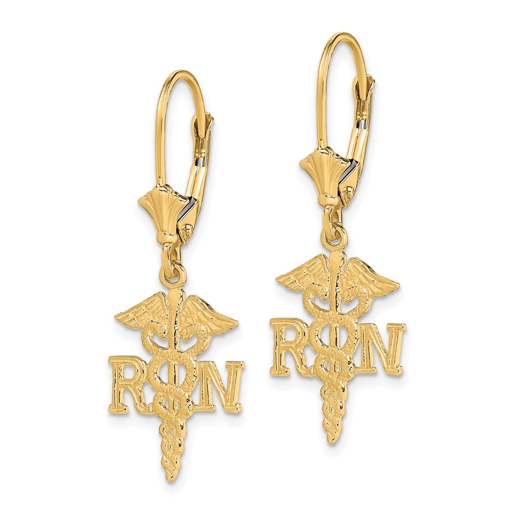 10K RN Caduceus Leverback Earrings (10TF1801)