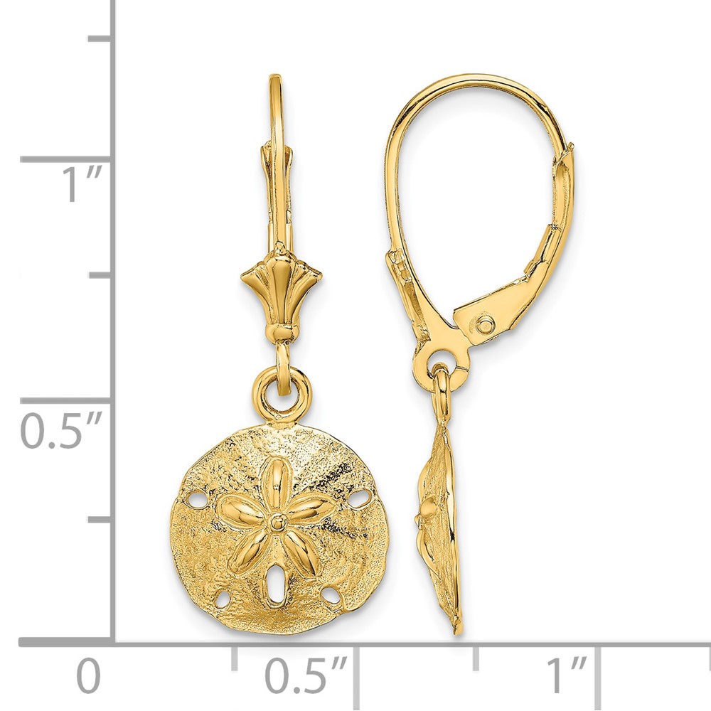10K Polished Sand Dollar Leverback Earrings (10TF1816)