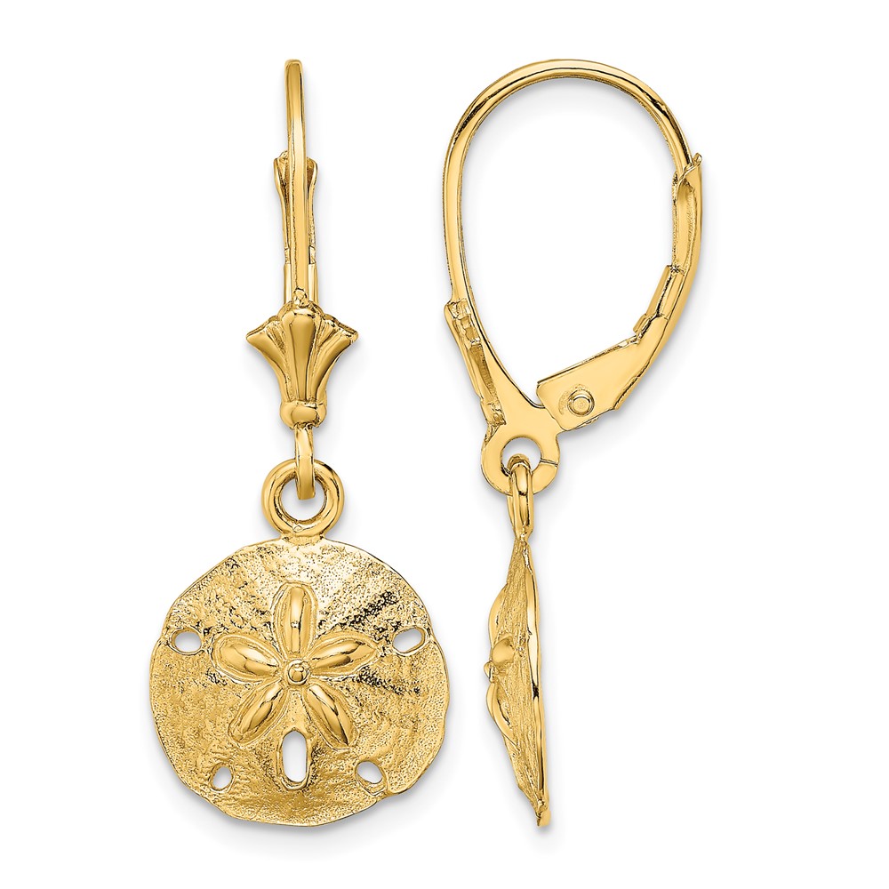 10K Polished Sand Dollar Leverback Earrings (10TF1816)