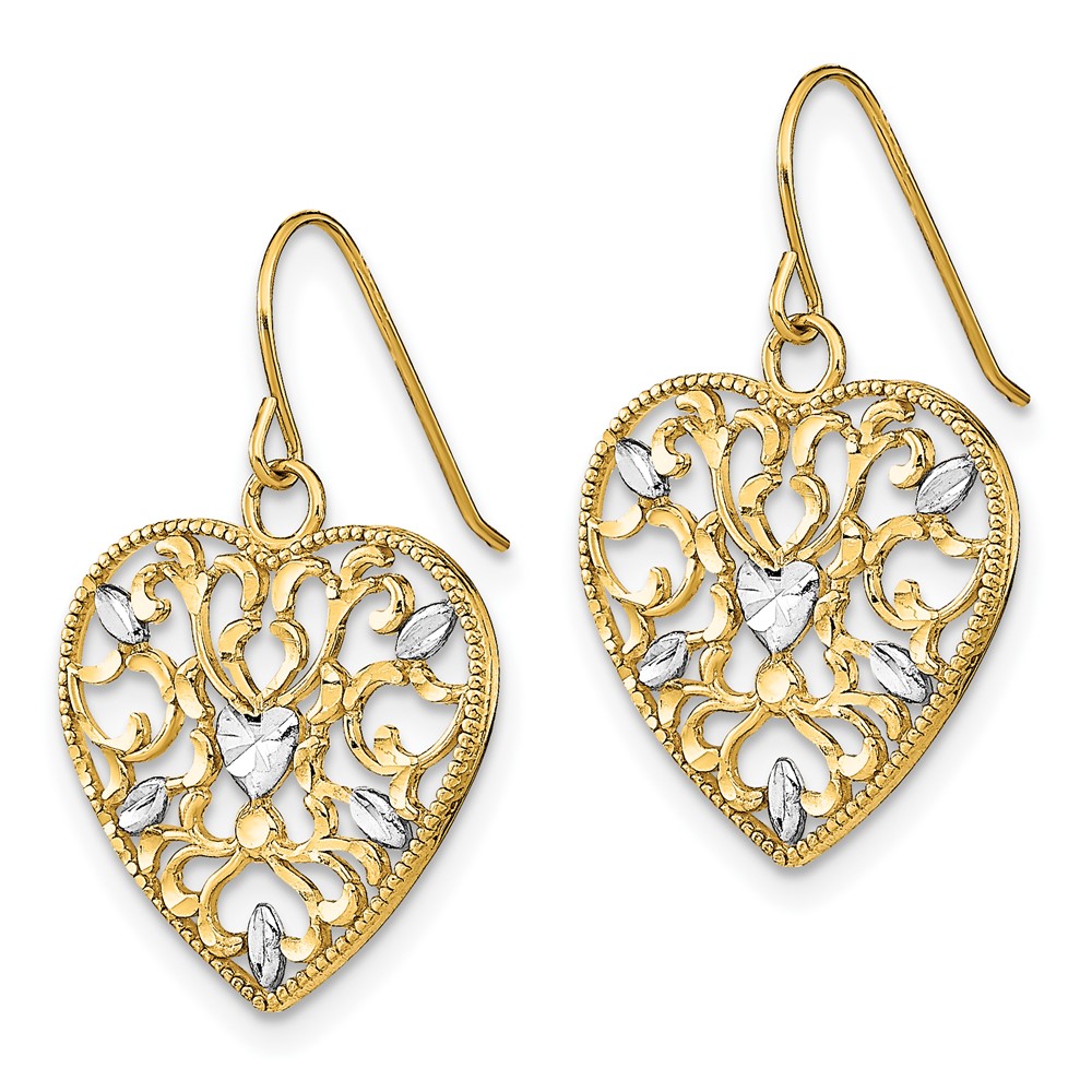 10k w/ RH Filigree Cut-Out Heart Wire Earrings (10TF1883)