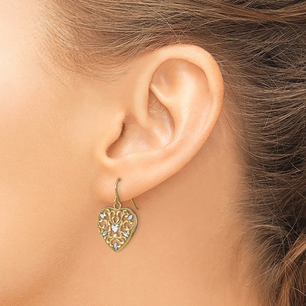 10k w/ RH Filigree Cut-Out Heart Wire Earrings (10TF1883)