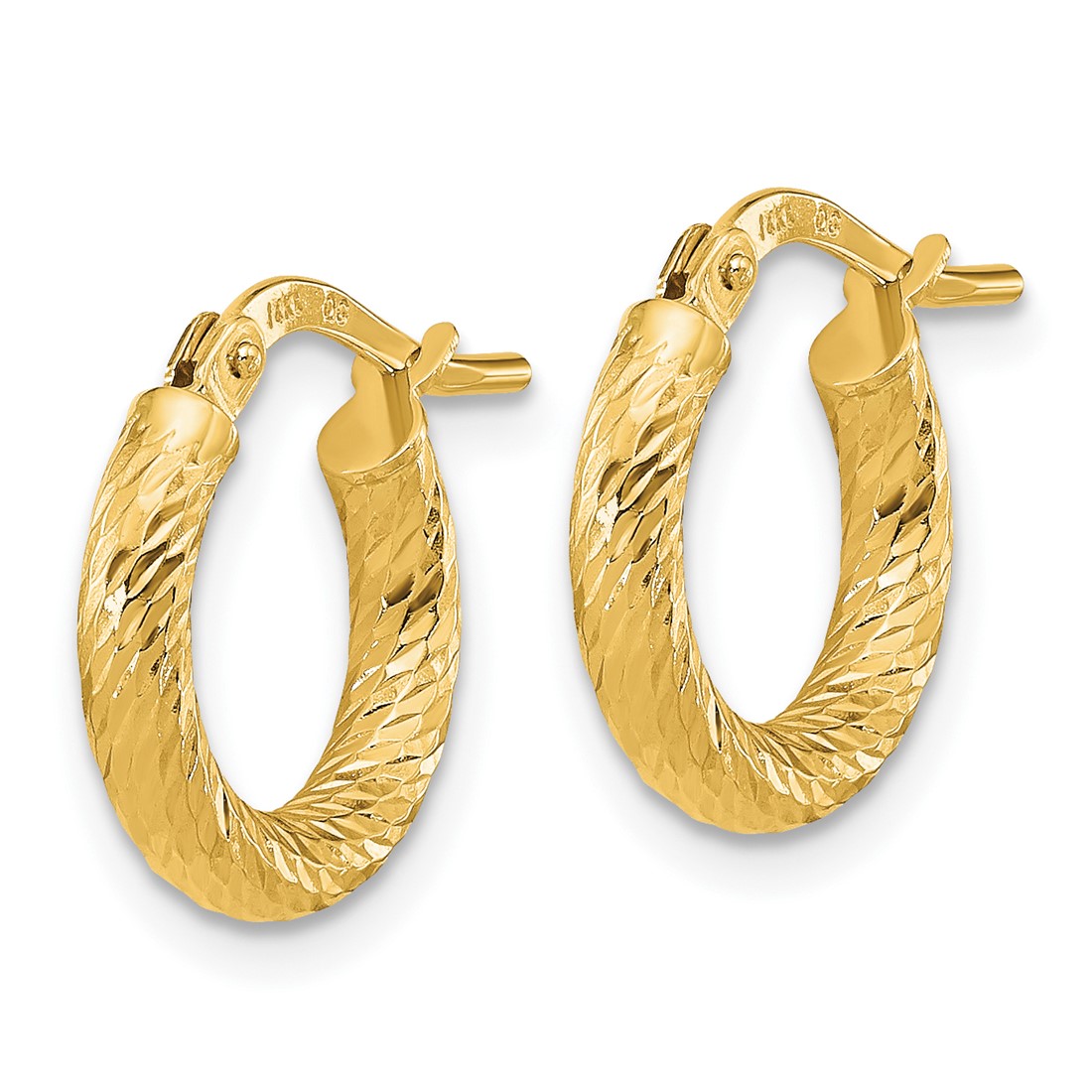 Creolen 10 Karat Gelbgold 14 mm poliert und diamantgeschliffen - Bild 2 von 3