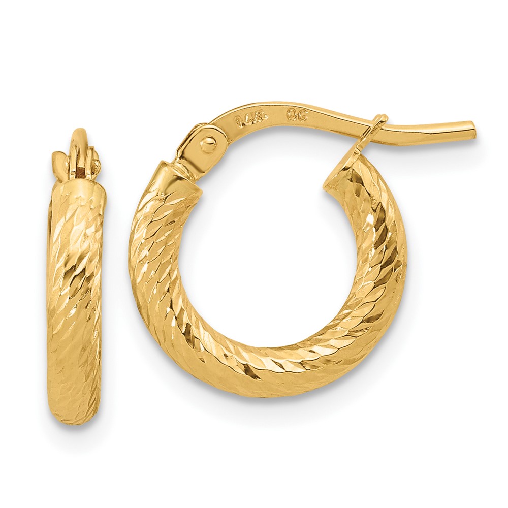 Creolen 10 Karat Gelbgold 14 mm poliert und diamantgeschliffen - Bild 1 von 3
