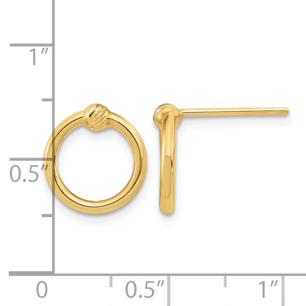 10k Polished & D/C Circle Post Earrings (10TF1986)