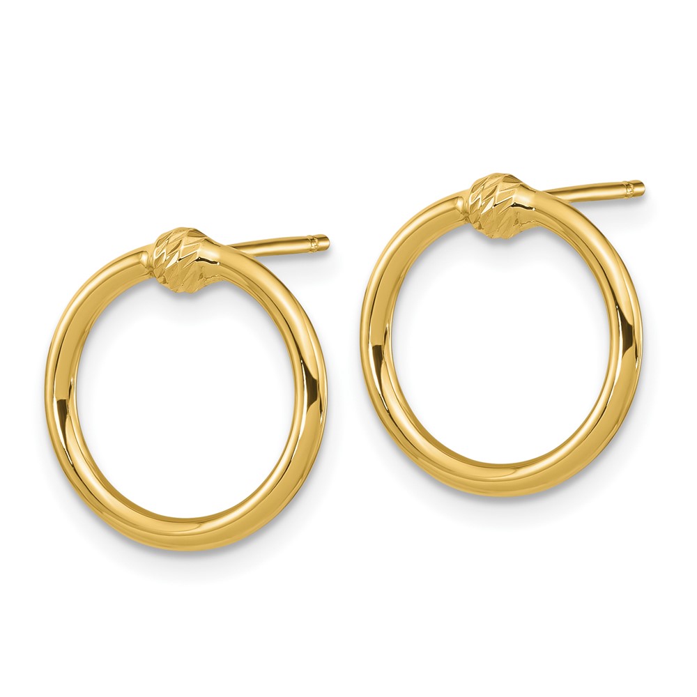 10k Polished & D/C Circle Post Earrings (10TF1988)