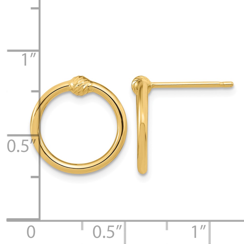 10k Polished & D/C Circle Post Earrings (10TF1988)