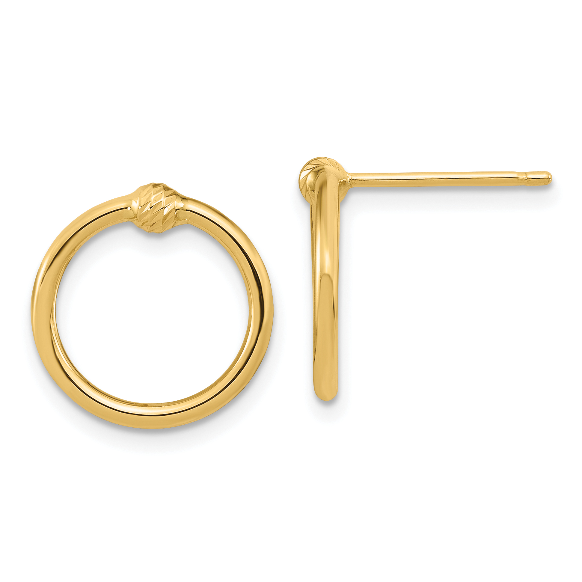 10k Polished & D/C Circle Post Earrings (10TF1988)
