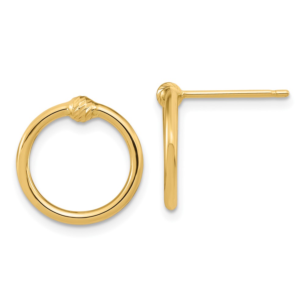10k Polished & D/C Circle Post Earrings (10TF1988)