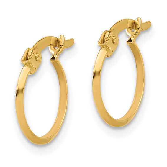 10K Polished Knife Edge Hoop Earrings