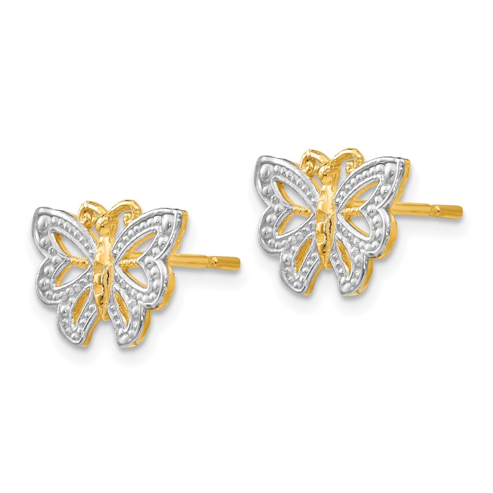 10k w/ White Rhodium Butterfly Post Earrings (10TF403)