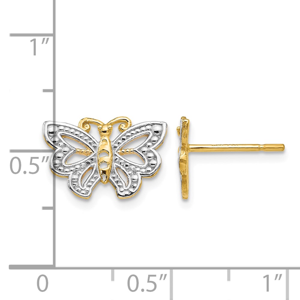 10k w/ White Rhodium Butterfly Post Earrings (10TF403)