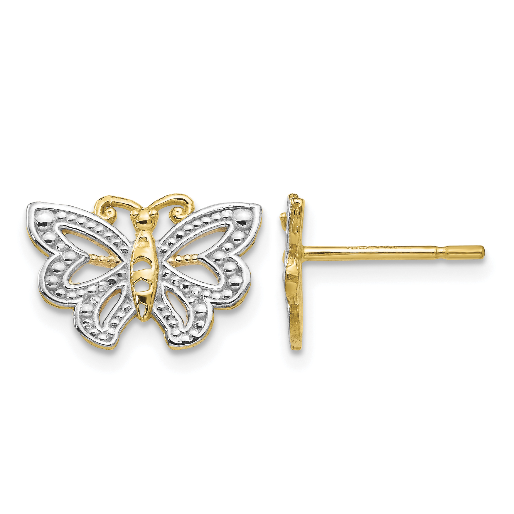 10k w/ White Rhodium Butterfly Post Earrings (10TF403)