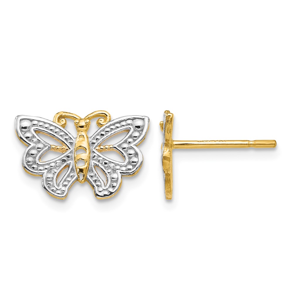 10k w/ White Rhodium Butterfly Post Earrings (10TF403)