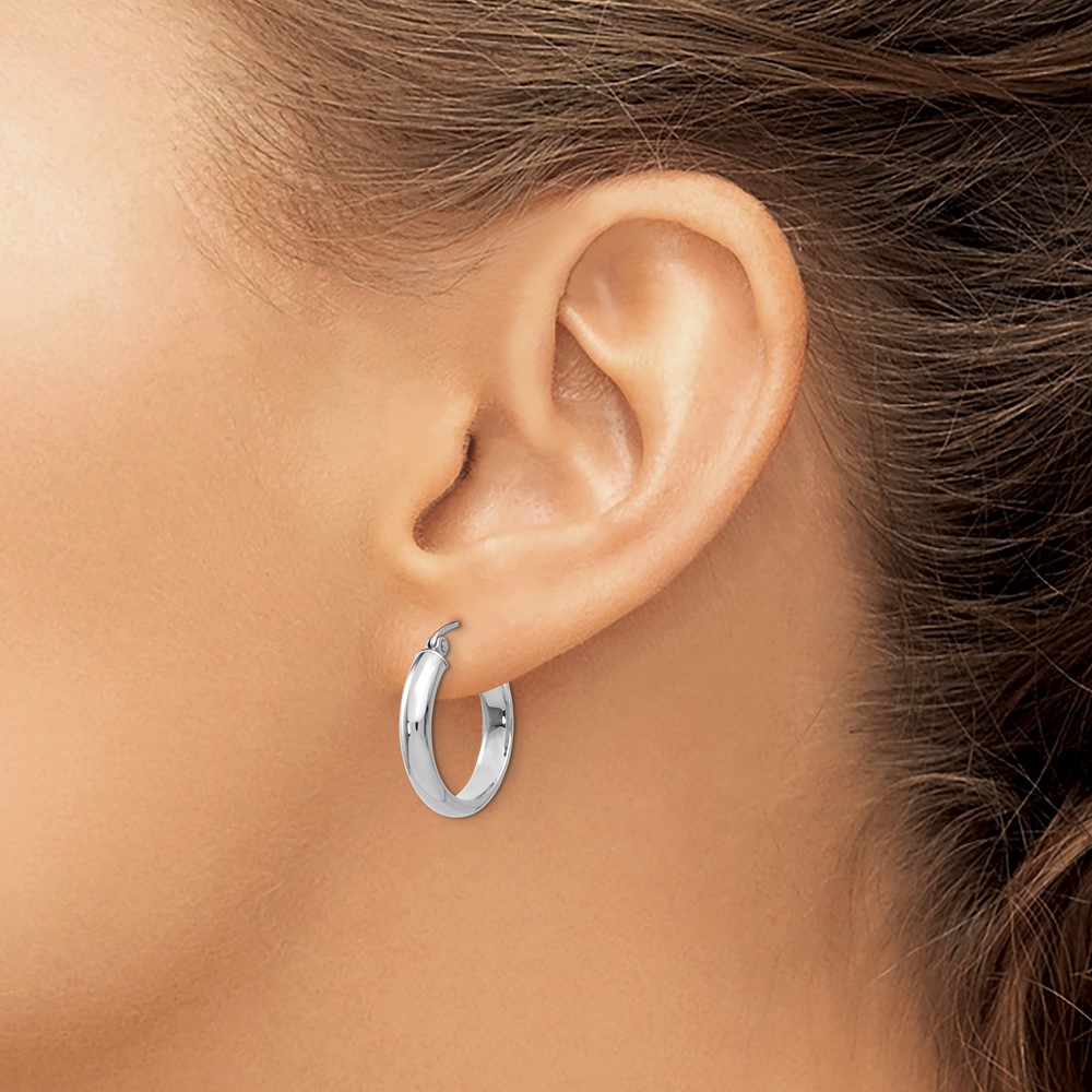 10k White Gold Hoop Earrings (10TF574)