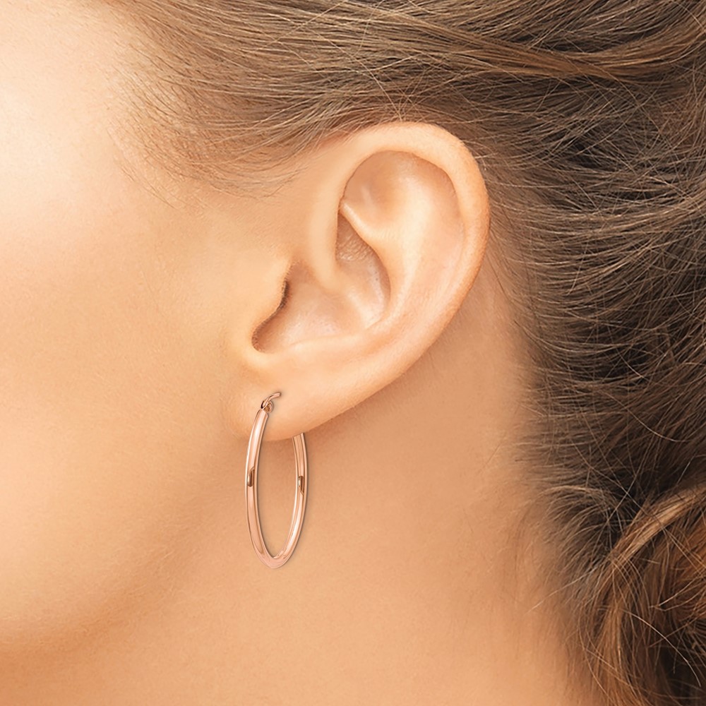10k Rose Gold Oval Hoop Earrings (10TF594)