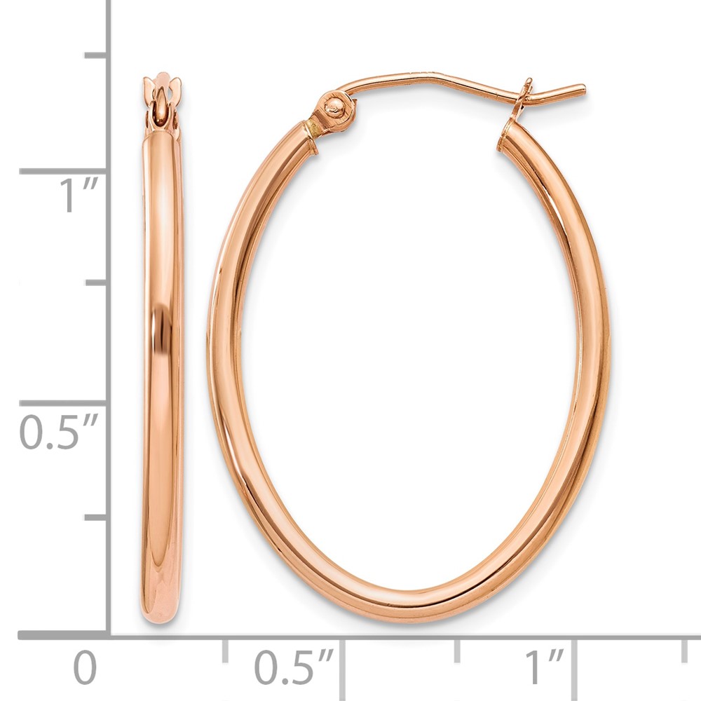 10k Rose Gold Oval Hoop Earrings (10TF594)