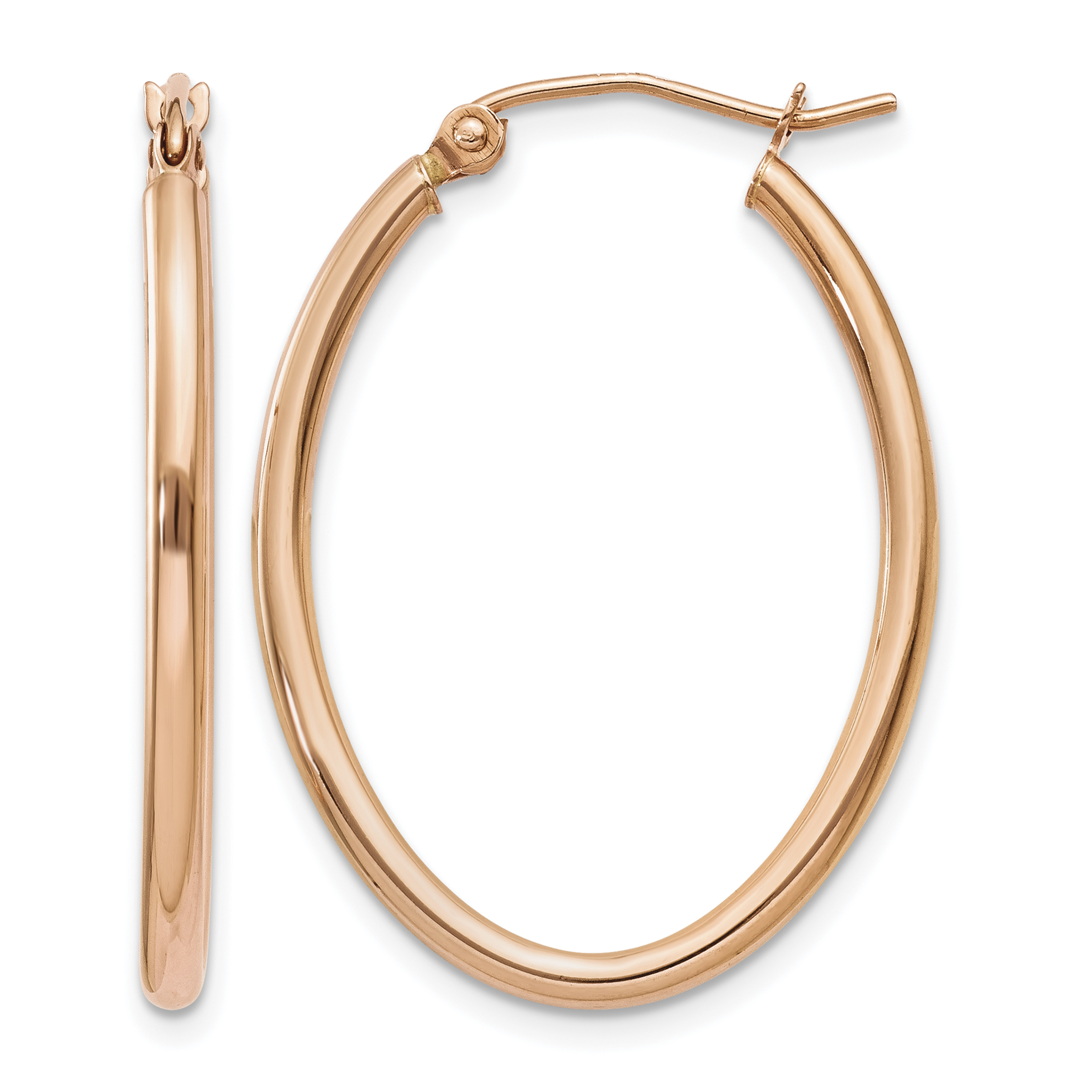 10k Rose Gold Oval Hoop Earrings (10TF594)