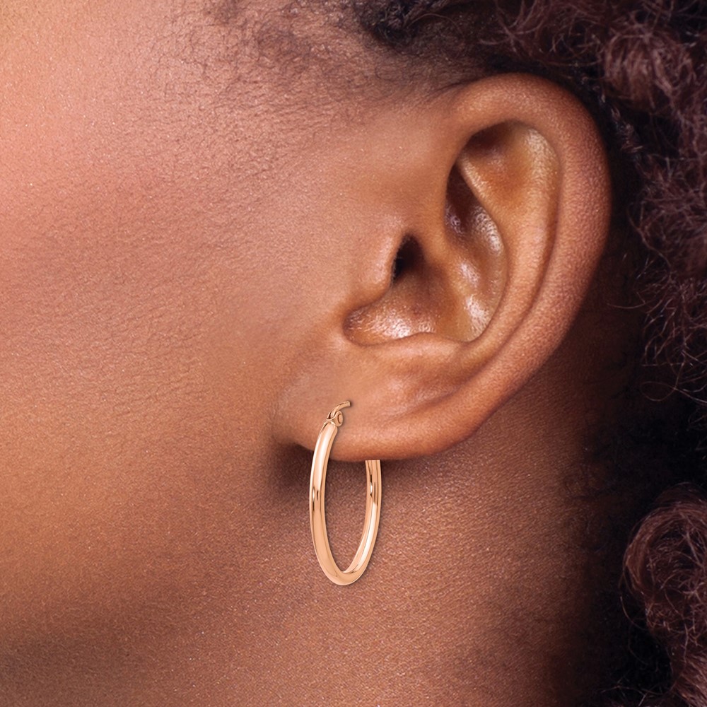 10k Rose Gold Oval Hoop Earrings (10TF595)