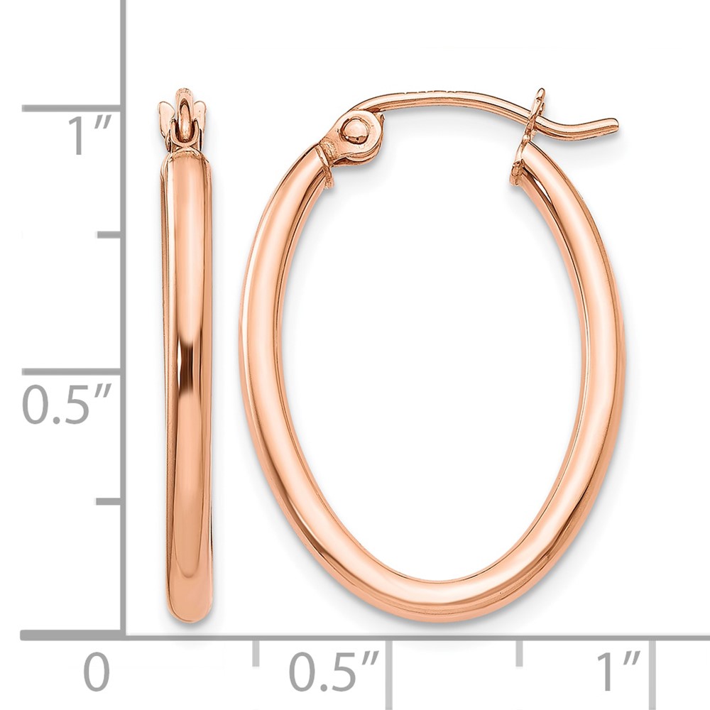 10k Rose Gold Oval Hoop Earrings (10TF595)