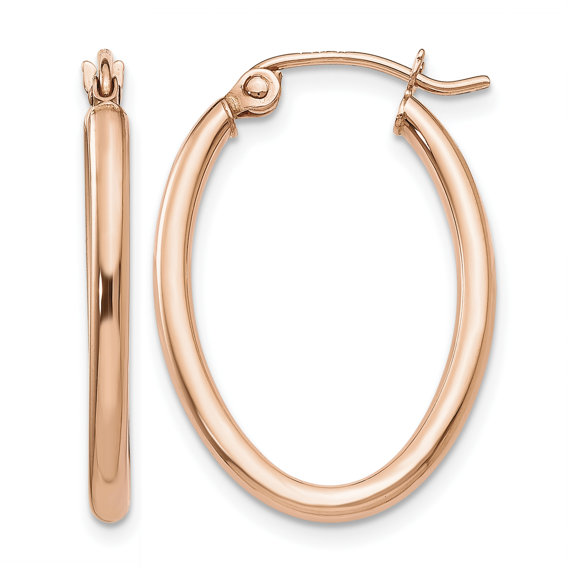 10k Rose Gold Oval Hoop Earrings (10TF595)